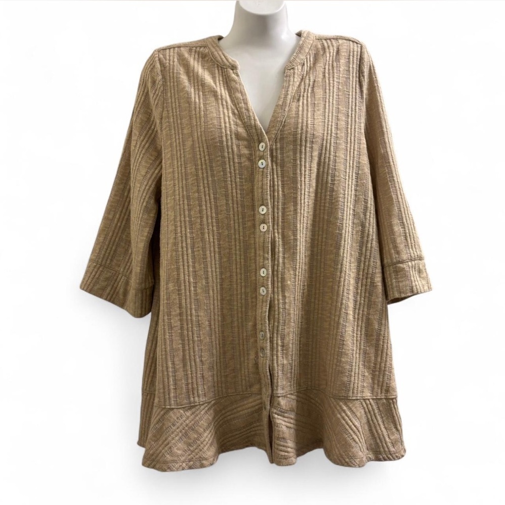 Soft Surroundings Women's Tan Button-Up Top